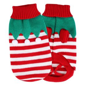 2 Patterns 4 Sizes Option-- 1Pc Pet Christmas Turtleneck Sweater Dog Cat Christmas Clothes Snowman Stripes Costume Winter Holiday Sweater For Sma (Option: FurballXL)
